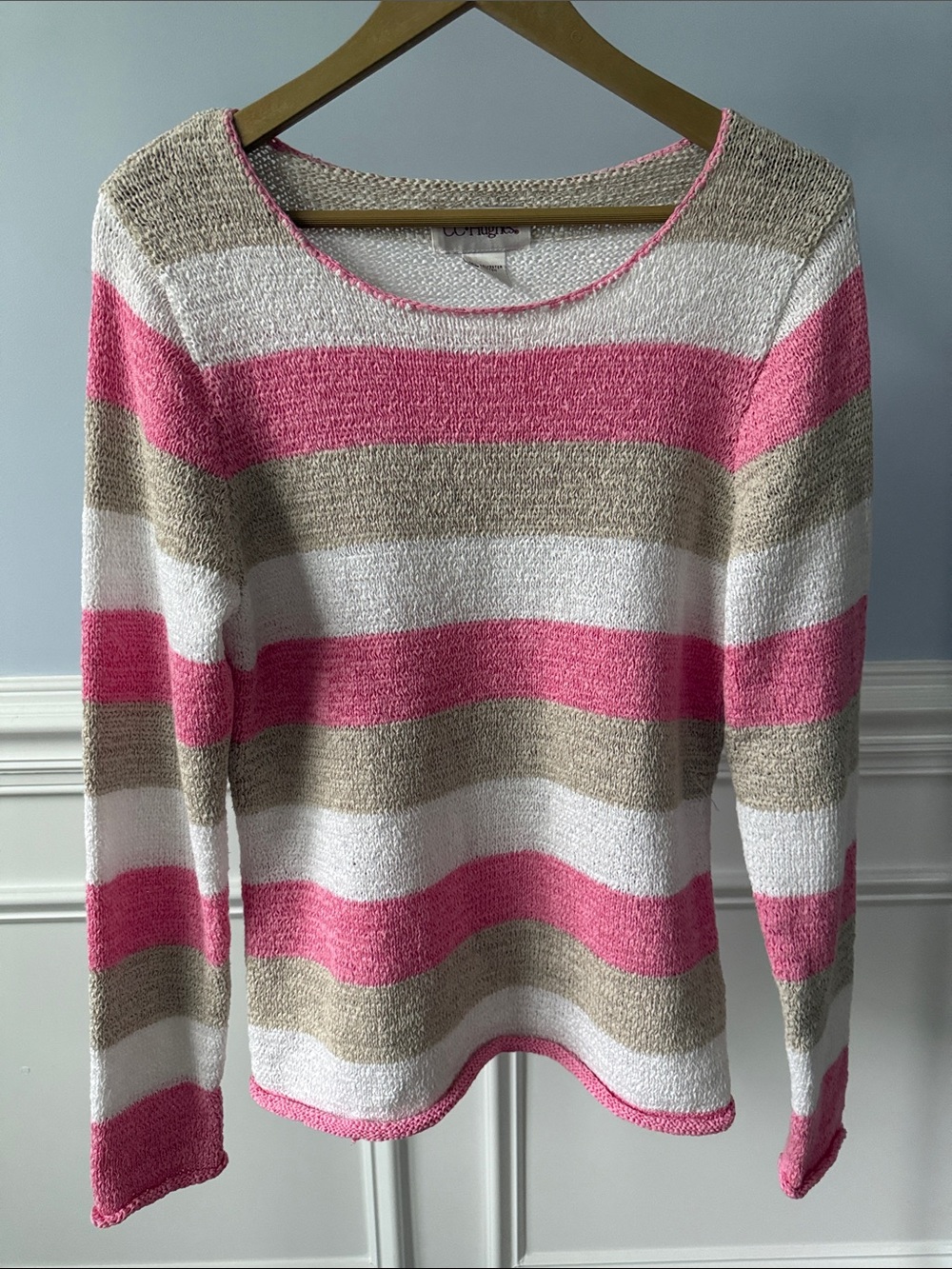 CC Hughes Women's Sweater Neapolitan Ice Cream Cotton Blend L Large Vintage